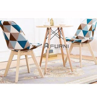 [Thanh lý] Ghế cafe chân gỗ họa tiết đẹp TL DSW-F5 FURNI