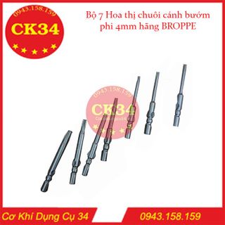Mũi vít hoa thị dài 40mm 800 chuôi cánh bướm phi 4mm ( bộ 7 cây )