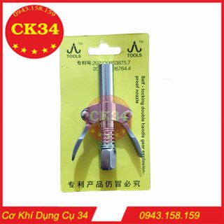 Đầu kẹp vú mỡ nhanh 6 chấu 2 tay cầm, kẹp 6 cánh đầu bơm mỡ bò dạng kẹp