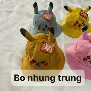 Mũ bucket trẻ em Pikachu hai má màu đỏ CQ giá sỉ