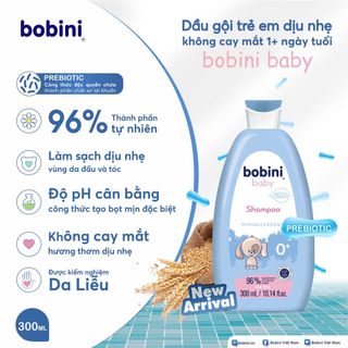 Dầu gội trẻ em Bobini Baby dịu nhẹ, không cay mắt 1+ ngày tuổi 300ml