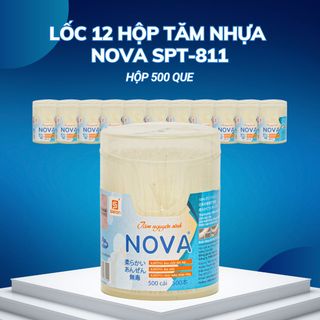 Lốc 12 hộp Tăm nhựa Nova hộp vát 500 que SPT-811
