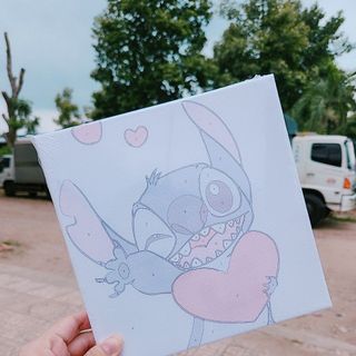 TRANH SƠN DẦU SỐ HÓA NỀN MÀU MẪU HOẠT HÌNH VÀ GẤU DÂU 20CM