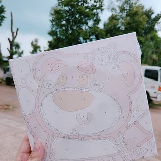 TRANH SƠN DẦU SỐ HÓA NỀN MÀU MẪU HOẠT HÌNH VÀ GẤU DÂU 20CM