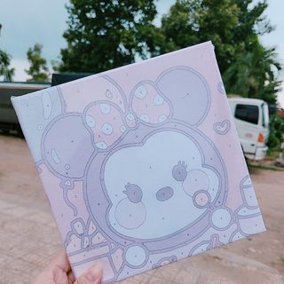 TRANH SƠN DẦU SỐ HÓA NỀN MÀU MẪU HOẠT HÌNH VÀ GẤU DÂU 20CM
