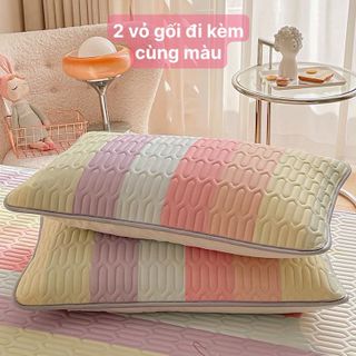 Chiếu Cao Su Non Họa Tiết 3D Mát Lạnh Chuẩn Hàng Loại 1 Tặng Kèm 2 Vỏ Gối Nằm - KiMi Decor