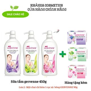 Sữa Tắm Trắng Da Hương Nước Hoa Gervenne 450G [ Hàng kèm 1 cục xà phòng ] + 12 gói tắm gội Enchanteur giá sỉ