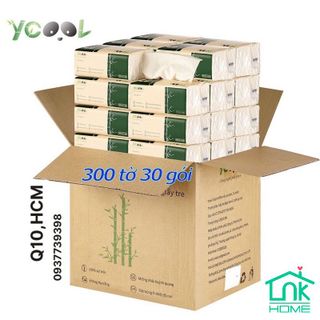 Thùng giấy ăn gấu trúc, khăn giấy tre Ycool [ 1 thùng 30 gói, 1 gói 300 tờ]