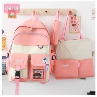 set balo 4 món đi học, combo balo nam nữ, Balo ulzzang chống thấm 1/2 - Guiyubag