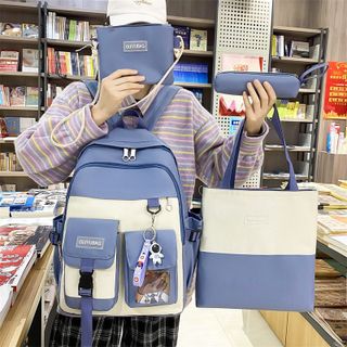 set balo 4 món đi học, combo balo nam nữ, Balo ulzzang chống thấm 1/2 - Guiyubag