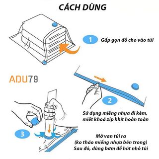 Túi Hút Chân Không Bảo Quản Quần Áo, Chăn Màn, Ga Gối - Gọn Gàng, Chống Nấm Mốc Adu79 - Hàng Loại 1