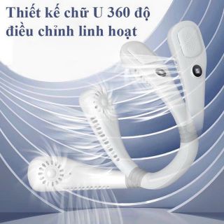 Quạt Mini Đeo Cổ Không Cánh 5 Tốc Độ Gió Mạnh Siêu Hot Quạt Tích Điện Pin Trâu Màn Hình Led