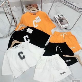 Đồ bộ đùi mặc nhà kiểu croptop in chữ C siêu xinh