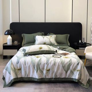 Bộ chăn ga lụa thái chăn hè hàng nhập khẩu siêu đẹp mát lạnh - KiMi Decor