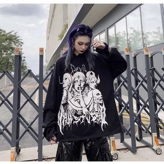 Áo Hoodie Nỉ Devil Mặt Quỷ Màu Đen, Áo Nỉ 5 Cô Y Tá Mặc Ngầu Phong Cách Hàn Quốc
