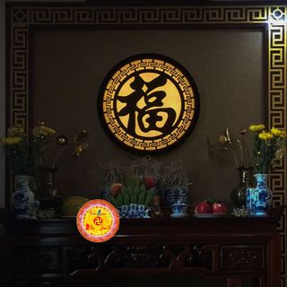 Tranh Tròn Hào Quang đèn led chữ Phúc Đường Kính 30cm