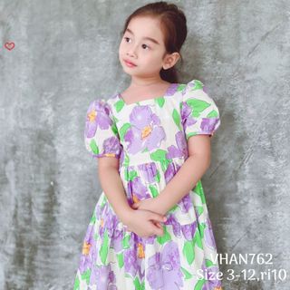 Đầm hoa cho bé gái size 3-12, -S2 giá sỉ