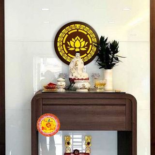 Tranh tròn Đèn Led Hào Quang Hoa Sen Hiệu Ứng 7 Màu 30cm