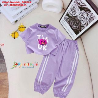 Bộ đồ ấo croptop quần suông ống rộng chất cotton size 2-15, S2 giá sỉ