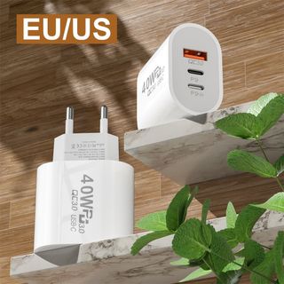 Củ sạc nhanh 2 cổng PD 40W và 1 cổng QC 20W chuyên dụng cho các loại điện thoại Iphone, Samsung, Xiaomi, Oppo...