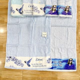 Khăn lông hàng quà tặng Dove với chất liệu cotton cực xịn và mềm mịn. 50x100cm
