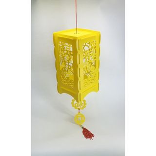 Lồng Đèn Trang Trí tết Bằng Nhựa - Lồng Đèn Vuông May Mắn (tự lắp ráp)