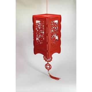 Lồng Đèn Trang Trí tết Bằng Nhựa - Lồng Đèn Vuông May Mắn (tự lắp ráp)