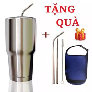 Màu Bạc inox Ly giữ nhiệt yeti thái lan cao cấp 900ml kèm túi và ống hút giá sỉ