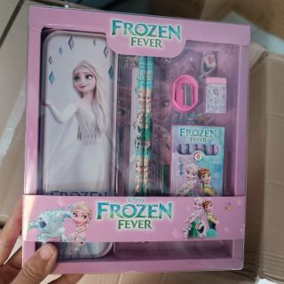 Bộ dụng cụ học tập cho bé, hộp đựng đồ dùng học tập 7 món hình Elsa/ người nhện/ ô tô/ khủng long dễ thương