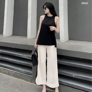 SET QUẦN ỐNG SUÔNG ÁO ĐEN XẺ TÀ- HUYỀN XMĐT