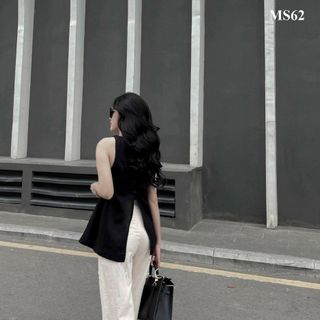 SET QUẦN ỐNG SUÔNG ÁO ĐEN XẺ TÀ- HUYỀN XMĐT