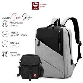 COMBO BALO LAPTOP NĂNG ĐỘNG TRẺ TRUNG HR298 VÀ TÚI ĐEO MINI HR281 - HARAS
