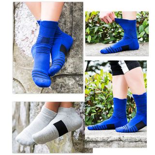 Tất thể thao nam nữ cao cổ, tất trắng cotton dày thoáng khí thấm mồ hôi tốt