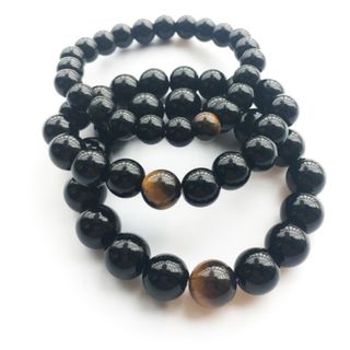Chuỗi đeo tay đá thach anh màu đen 10ly mix