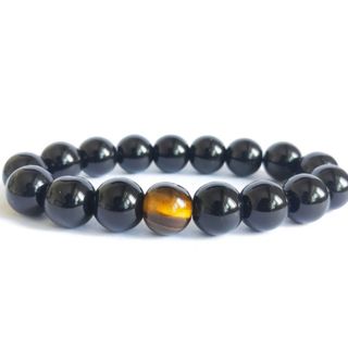 Chuỗi đeo tay đá thach anh màu đen 10ly mix