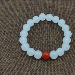 Chuỗi đeo tay phong thủy đá trắng 10ly mix hạt màu đỏ