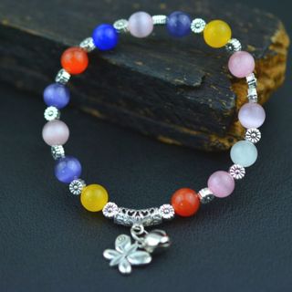 Chuỗi vòng đeo tay đá mắt mèo mix phụ kiện vòng tay thời trang đủ màu
