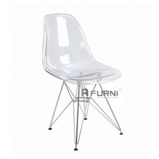 [Thanh lý] Ghế cafe thân nhựa trong suốt chân thép mạ DSR-PC FURNI