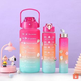 Set 3 Bình Nước Nhiều Màu Kèm Sticker giá sỉ