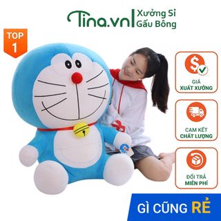 Gấu bông Doraemon vỏ nhung Hàn quốc cao cấp mềm mịn co dãn 4 chiều 60cm/90cm