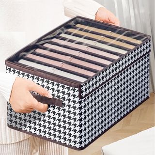 HL087-Hộp vải chia ngăn đựng quần áo túi đựng đồ 7 9 ngăn khung cứng cáp đựng đồ lót có nắp gọn gàng tiện lợi