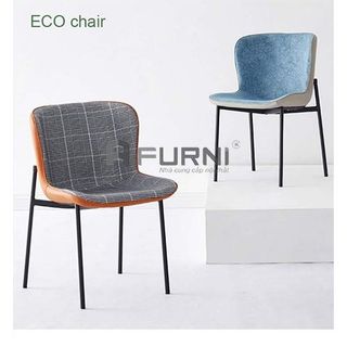 [Thanh lý] Ghế phòng ăn nệm vải họa tiết caro lưng da TL ECO 1A-FP FURNI