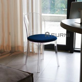 Ghế tiếp khách nhựa trong suốt có nệm ngồi ICE 2A-PC FURNI