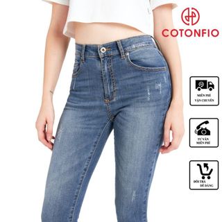 Quần Jean Nữ Skinny Cao Cấp COTONFIO 8079-5 ống ôm cào xước thời trang