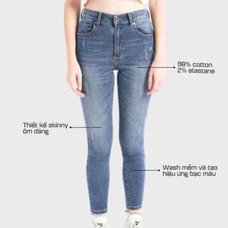 Quần Jean Nữ Skinny Cao Cấp COTONFIO 8079-5 ống ôm cào xước thời trang