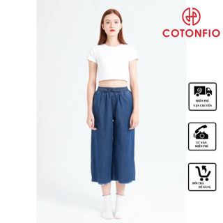 [Mã BMLT35] Quần baggy jeans nữ ống rộng lưng cao chất jeans cotton cao cấp màu xanh 8089 – Cotonfio giá sỉ