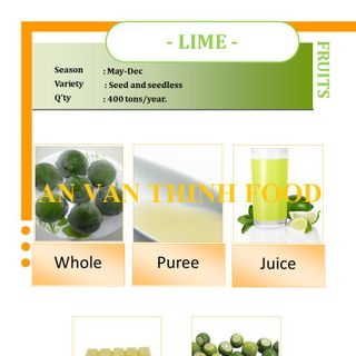 CHANH ĐÔNG LẠNH NƯỚC CHANH ĐÔNG LẠNH CHANH KHÔNG HẠT ĐÔNG LẠNH IQF LIME SEEDLESS FROZEN LIME SEEDLESS - AN VAN THINH FOOD