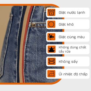 Quần Jean Ống Suông Quần Ống Rộng Nữ Lưng Cao COTONFIO PHW16 Quần 9 tấc có thiết kế đường bo sọc co giãn cá tính