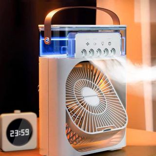 Quạt Điều Hòa Hơi Nước Mini - Quạt Phun Sương Tạo Ẩm Làm Mát Để Bàn Hẹn Giờ Thông Minh