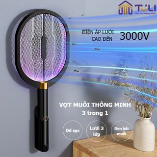 Vợt đèn máy bắt muỗi thông minh TULI XQN-898, đa năng 3 trong 1để bàn và treo tường, đế sạc, ánh sáng tím thu hút diệt muỗi giá sỉ